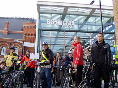 bike protest outside new terminal