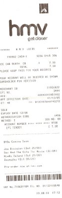 McDermody's HMV receipt - The BPP sub Ice T
