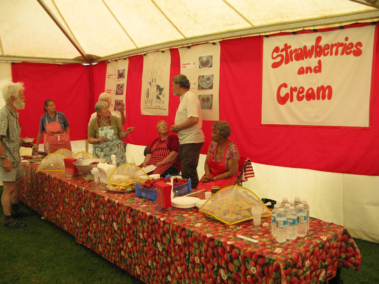 strawberries and cream in the tea tent